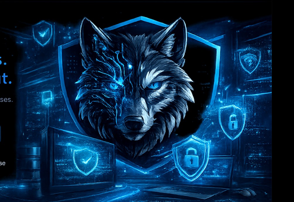 Loup cyber protégeant une infrastructure informatique